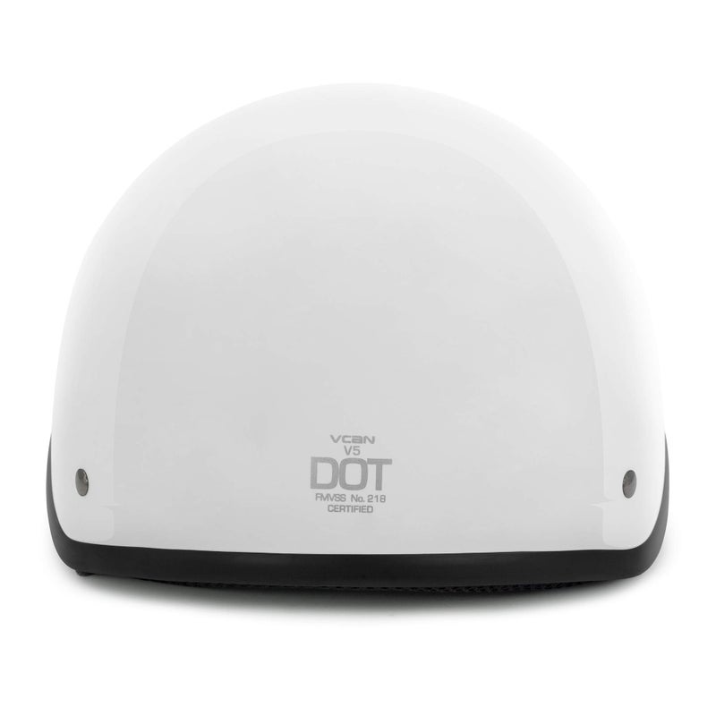 VCAN V502:24 Unisex-Adult Size Cruiser Gloss White Motorcycle Half Helmet (Large) - Image 4